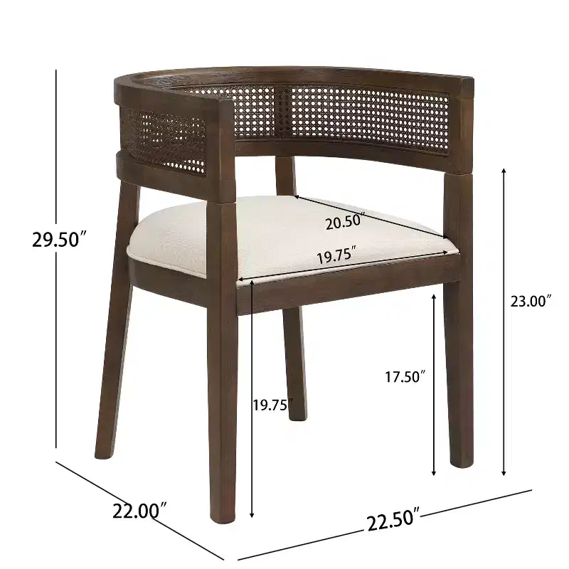 Christopher Knight Home Cinnabar 19.75 Seat Height Upholstered Rubberwood Tub Dining Chairs with Cane Back(Set of 2)