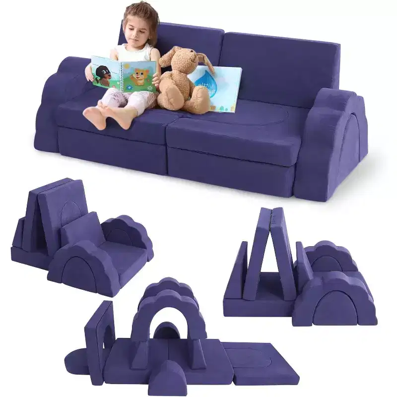 11pcs Modular Kids Play Couch, Children Sectional Sofa Floor Toddler Couch for Kids, Convertible Foam Floor Sofa for Playroom Bedroom