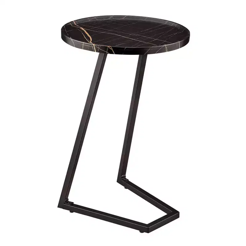 Danya B. 23.3x15.75 Addison Round Couch Side Accent Chair Table with Modern Metal Pedestal Leg