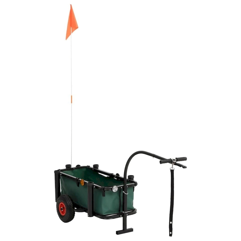 vidaXL Fishing Trolley Black Steel - 34.3 x 14.6 x 32.3