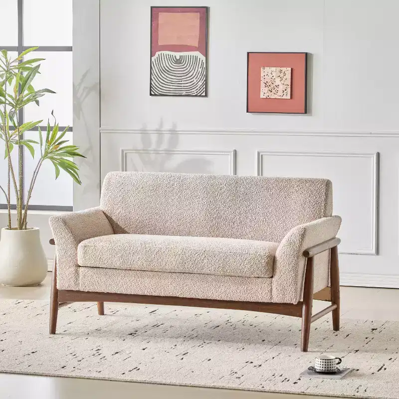Christopher Knight Home Emma Modern 57.5" Elm Wood Frame Upholstered Loveseat