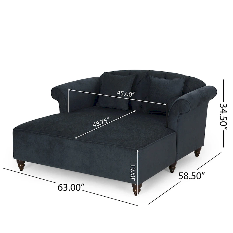 66 Upholstered Loveseat Chaise Lounge Chair with Birch Legs