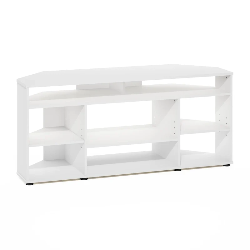 Corner TV Stand for TVs up to 55 Inches, Multi-Shelf Media Console, Space-Saving Design