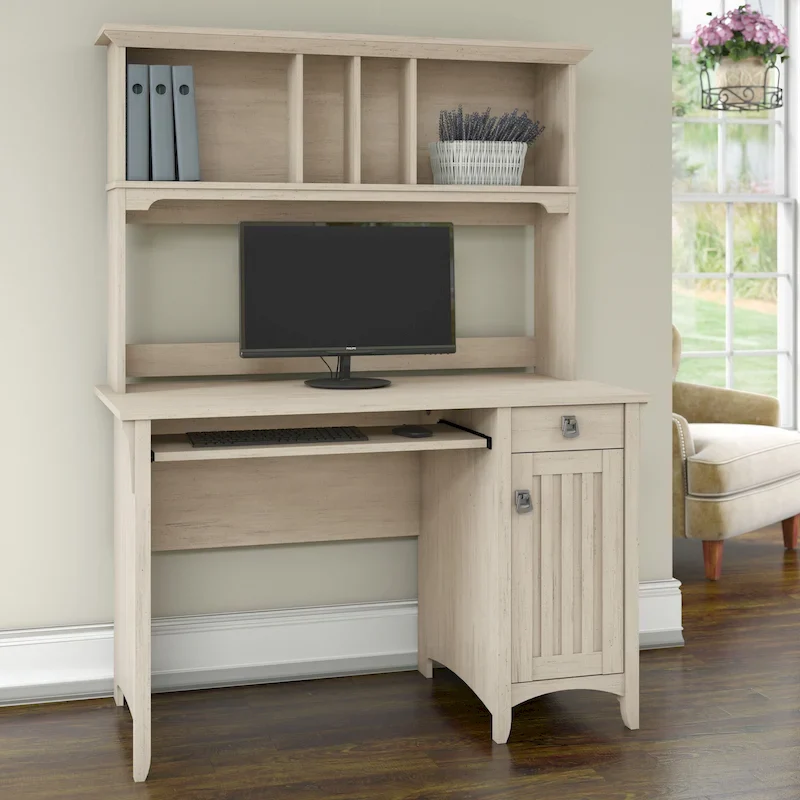 48W Small Computer Desk with Storage Hutch – Mission Style, 7 Finishes