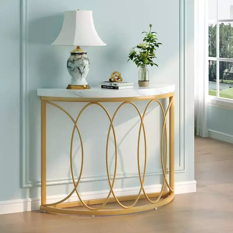 Half Moon Console Table, Modern Semi Circle Sofa Table