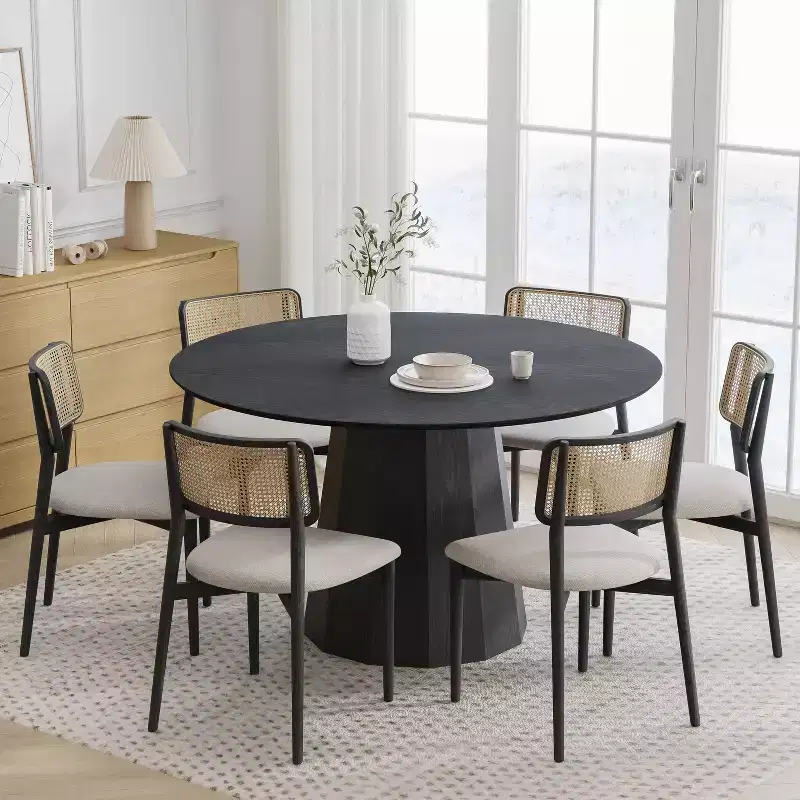 Dovelina Mid-Century Round Dining Table Wood Kitchen Table Dining Room Table for 4 People - 52