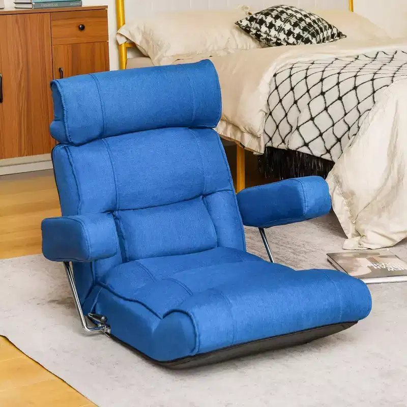 Costway Adjustable Lazy Sofa with Stepless Adjustable Back & 6-position Head/Lumbar/Seat Brown/Gray/Blue
