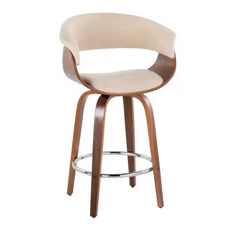 Set of 2 Counter Height Swivel Barstools | Vintage Modern, Footrest