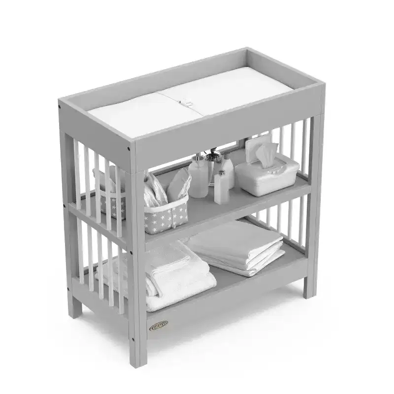 Baby Changing Table with Water-Resistant Pad & 2 Open Shelves – GREENGUARD Gold Certified, White