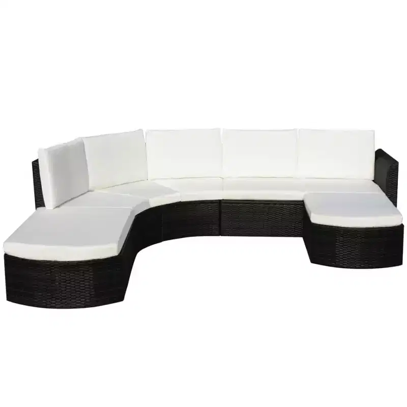 vidaXL Patio Furniture Set Sectional Couch Outdoor Sofa Poly Rattan