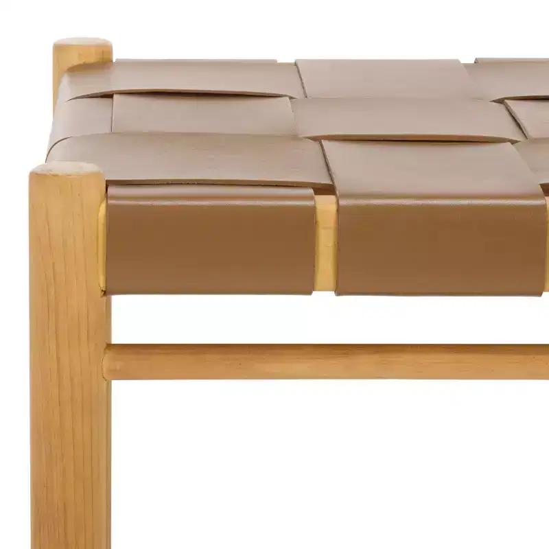 Devnie Woven Leather Ottoman - SFV1601 - Safavieh Couture