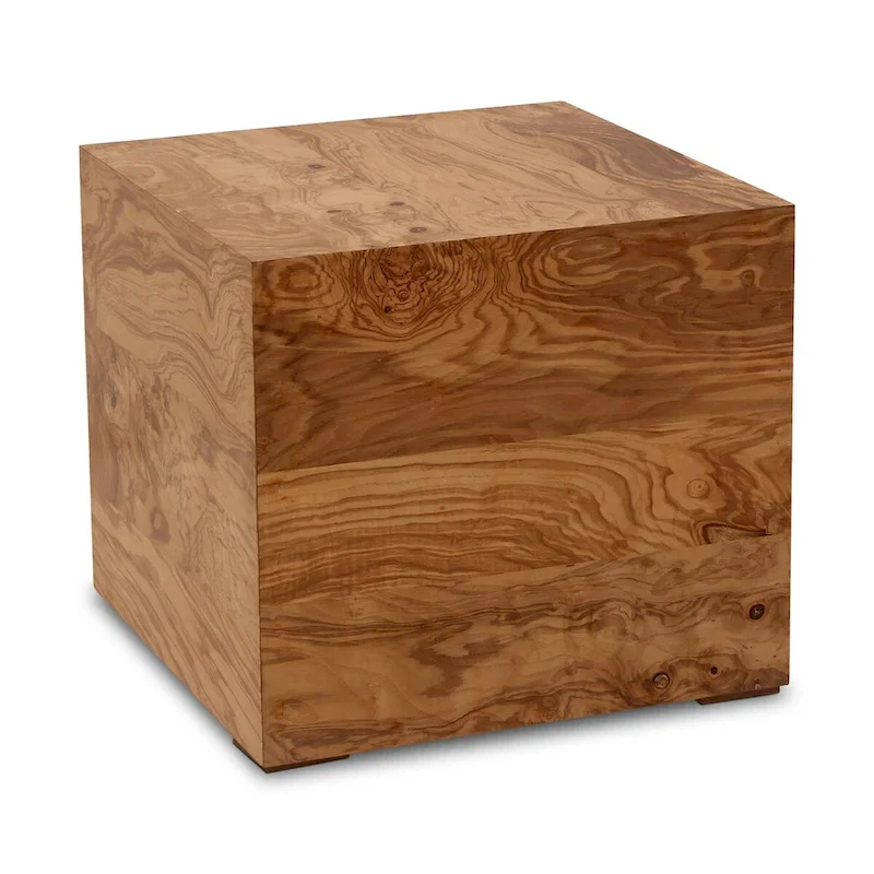 Modern Natural Burl Wood Veneer Side Table, 18