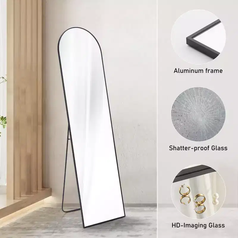 Arched Black Frame Minimalist Full-Length Mirror