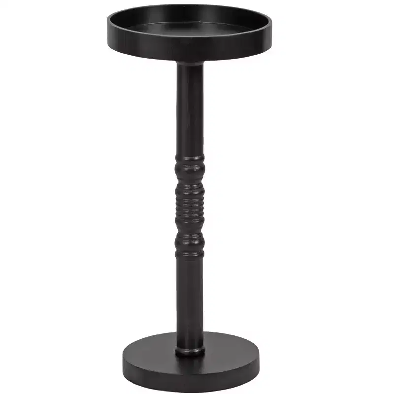 Farmhouse Pedestal End Table Distressed Gray