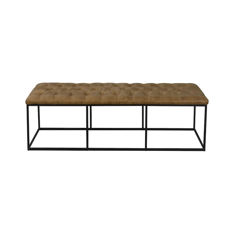 Draper Light Brown Button-tufted Ottoman