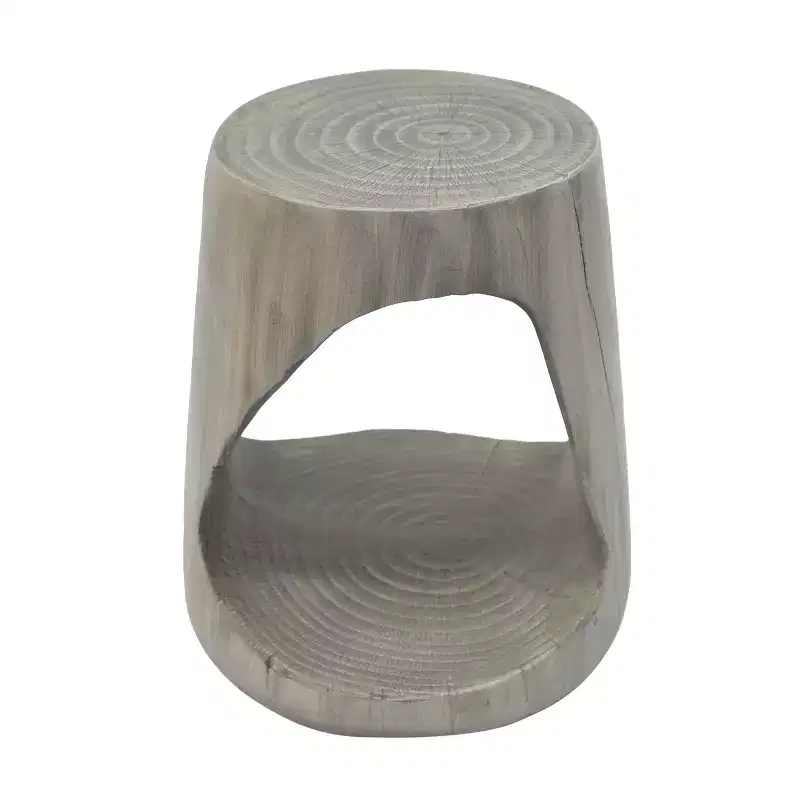 Modern Hollow Console Side Table in Gray, Wood-Like Texture