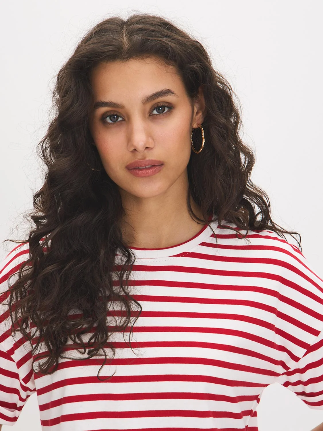 Striped Cotton Crew Neck Tee