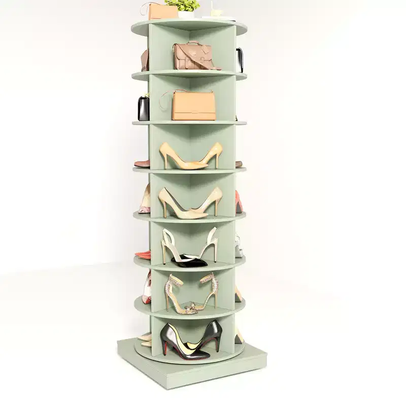 360° Rotating Shoe Rack Tower - 24-Pair Round Vertical Shoe and Handbag Organizer