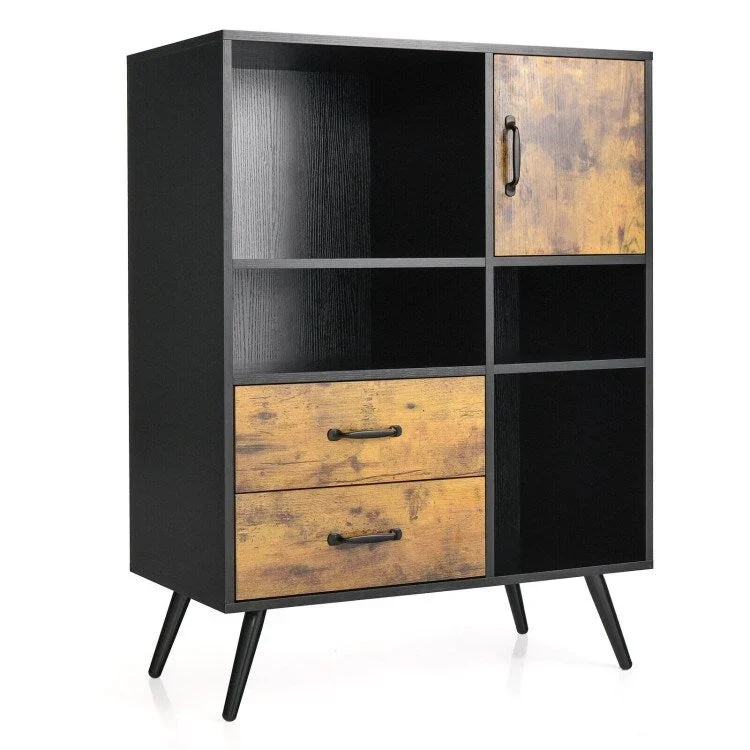 Industrial Buffet Sideboard Kitchen Cupboard with Cubbies & Drawers