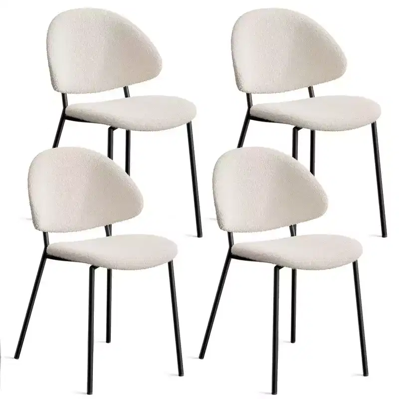 Okak Modern Armless Minimalist-Design Home Dining Chairs for Kitchen Dining Room,Boucle/PU Upholstered Seating Dining Chair Set of 4
