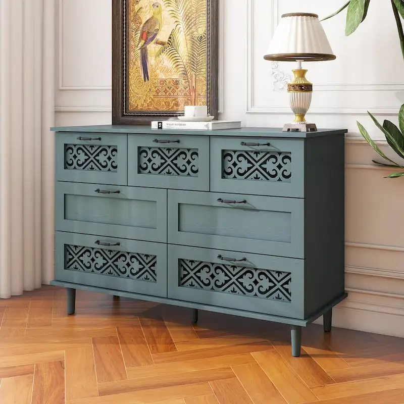 7 Drawer Cabinet,With Black Metal Handle