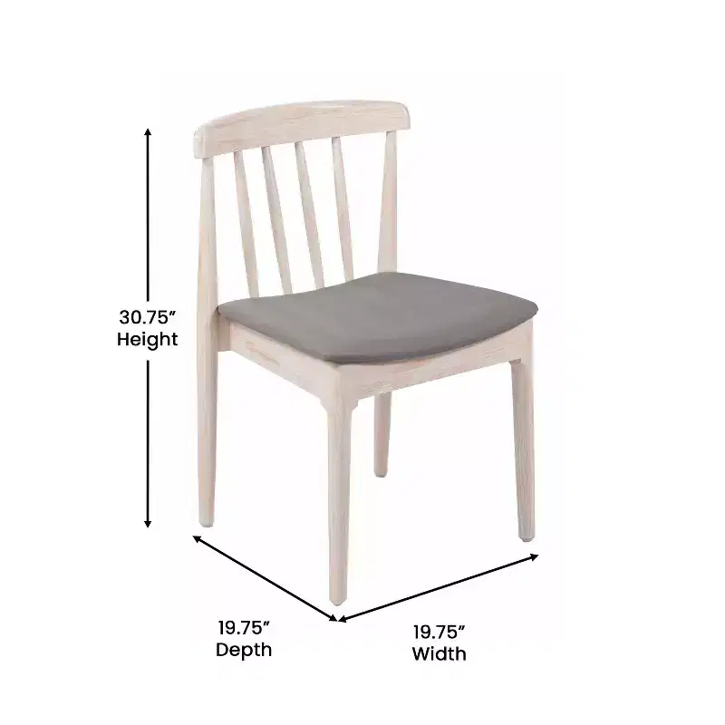 Set of 2 Solid Beechwood Dining Chairs Spindle Backrest Padded Vinyl Seat 500 lbs