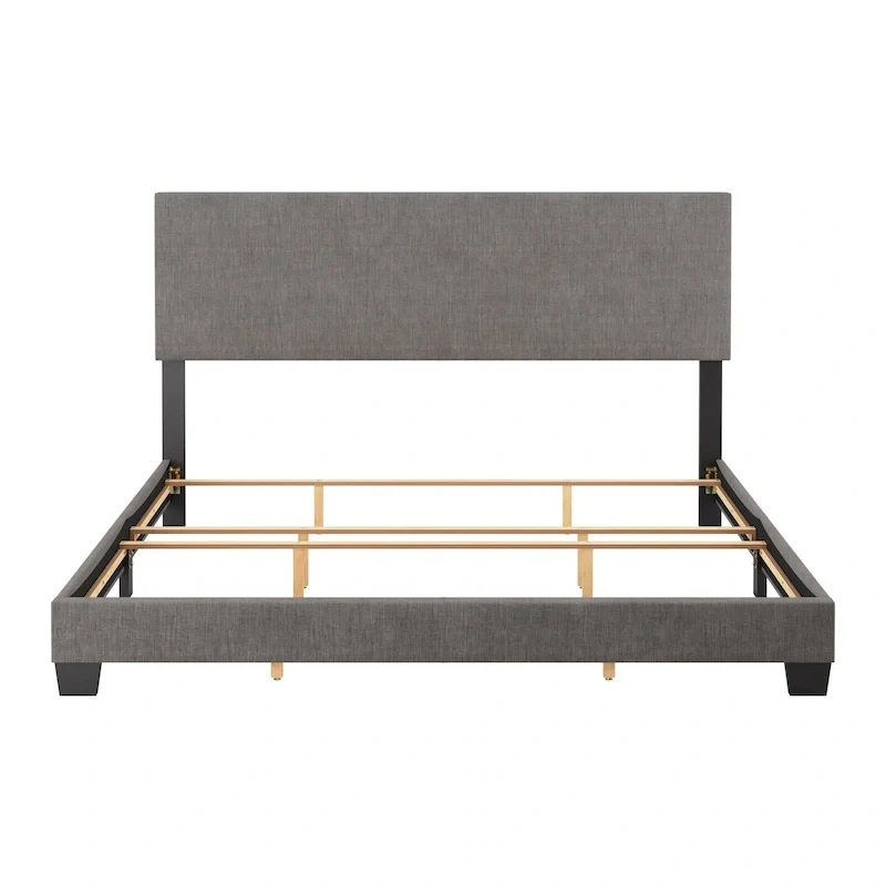 Modern King Bed with Upholstered Headboard (Box Spring Required)