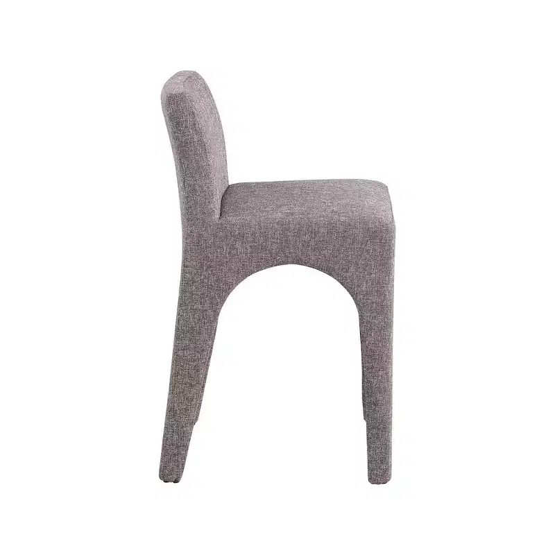Brown Linen Upholstered Bar Stool, Armless Mid-Back, Seats 1