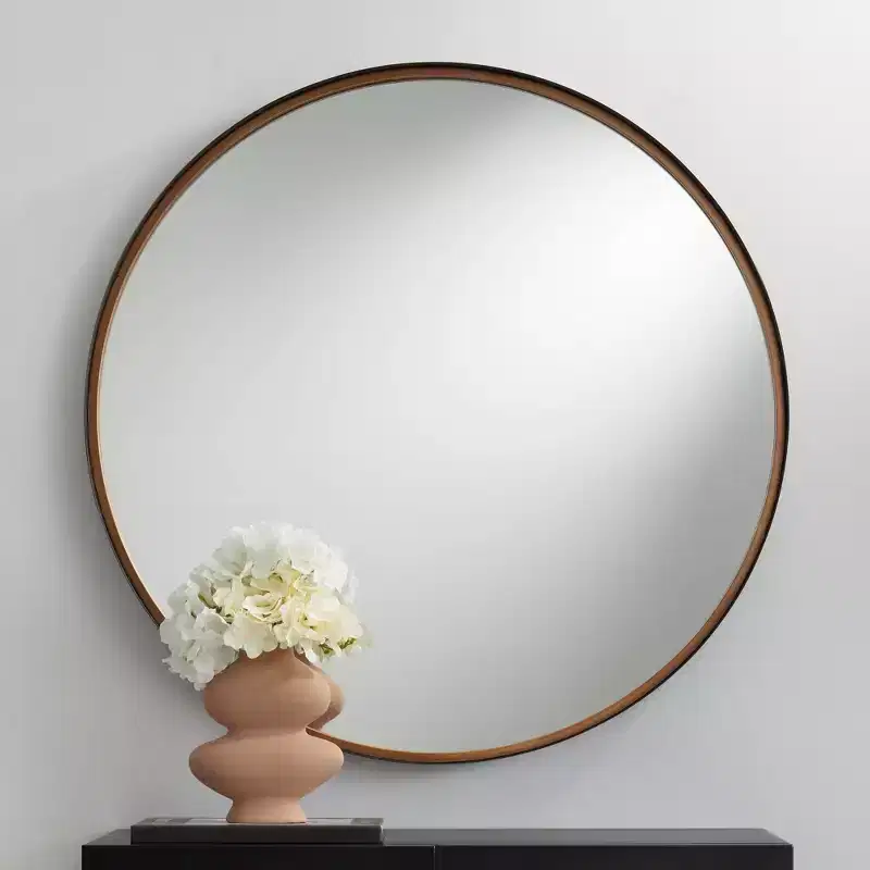 Uttermost Andi Black and Gold 34 Round Wall Mirror