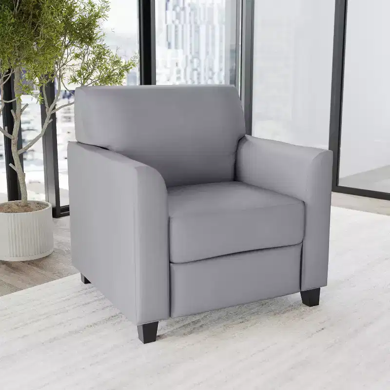 Emma and Oliver Leather Chair with Clean Line Stitched Frame
