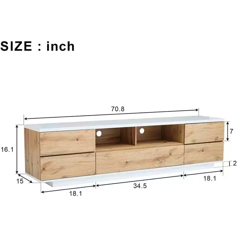 Modern TV Stand for TVs Up to 80'', Media Console with Multi-Functional Storage, Entertainment Center with Door Rebound Device, TV Cabinet