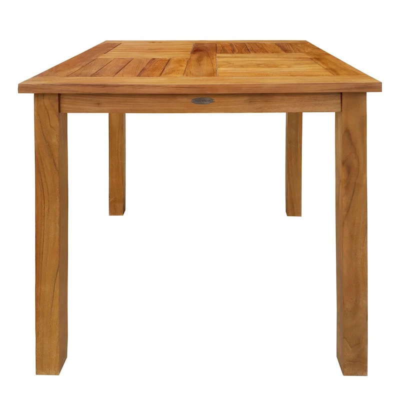 Chic Teak 3 Piece Teak Wood Seville Medium Counter Height Patio Bistro Dining Set, 2 Counters Stools and 35 Square Table