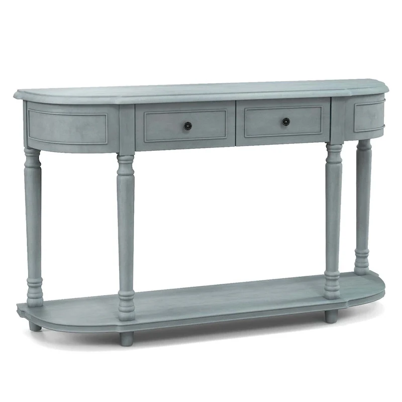 Costway 52 Long Sofa Table with 2 Drawers & Open Shelf Retro Console - See Details