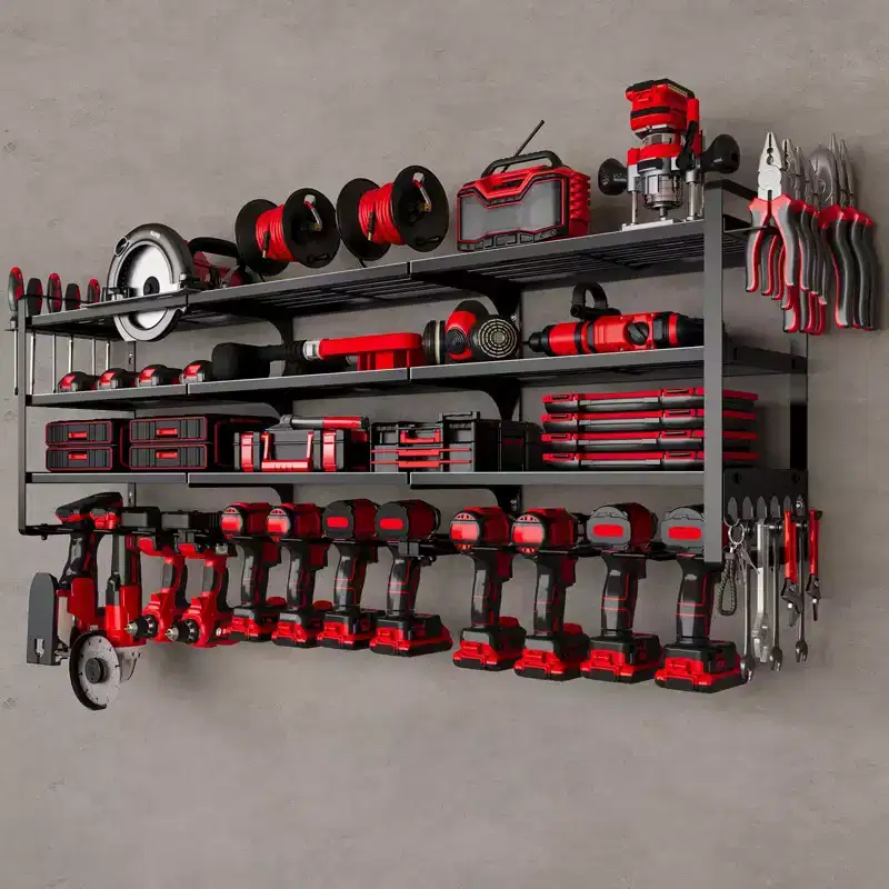 Hausource 4-Tier Large Power Tool Organizer - 12 Drill Holder, Workshop Storage Rack