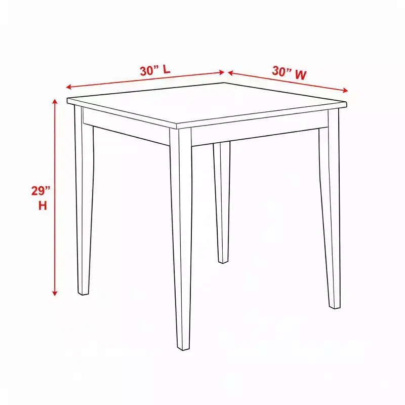 Square Solid Wood Dining Table Cappuccino Rubberwood Compact 30