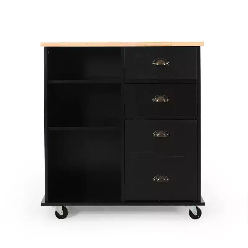Contemporary Kitchen Cart with Wheels and 2 Drawers