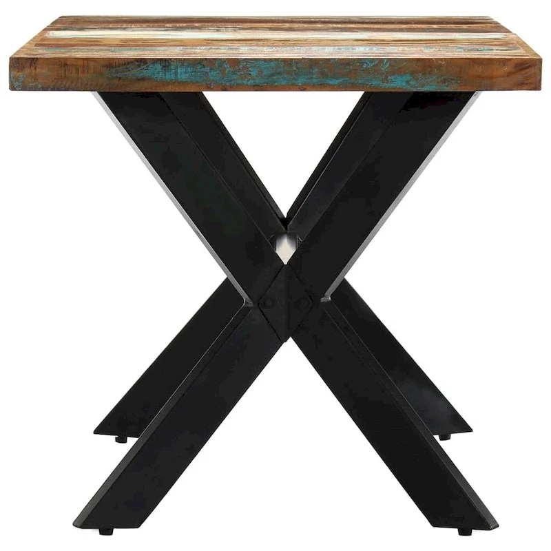 Industrial Solid Reclaimed Wood Dining Table with Steel Legs - 63W