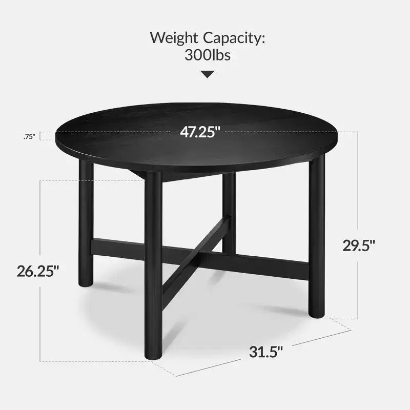 Best Choice Products 47In Round Solid Wood Dining Table, Modern Farmhouse Table For 4, Space Saving, Easy Assembly