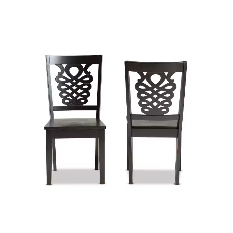 2pc GervaisTransitional Wood Dining Chair Set Brown - Baxton Studio: Polyester Upholstery, Spot Clean, Armless
