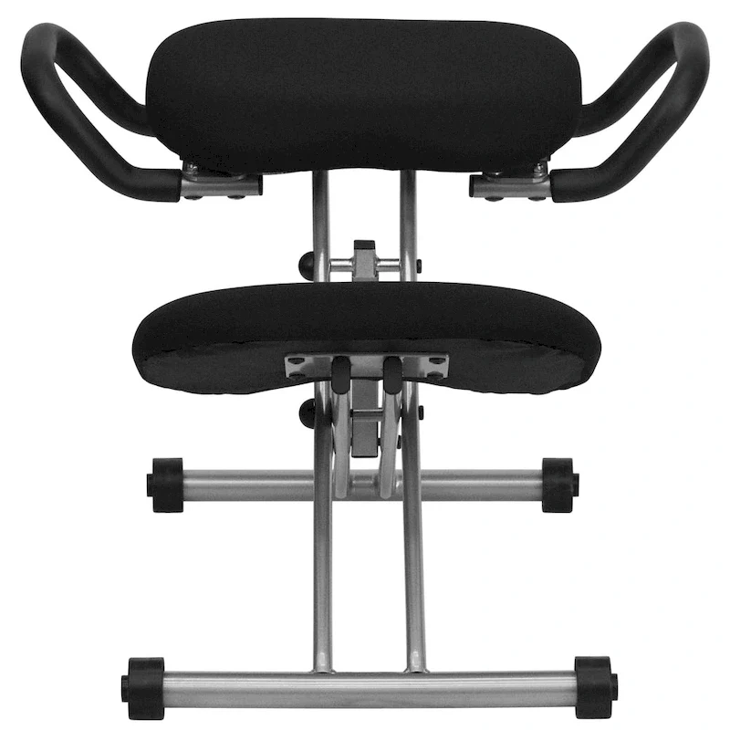 Ergonomic Kneeling Chair with Handles - Black Fabric