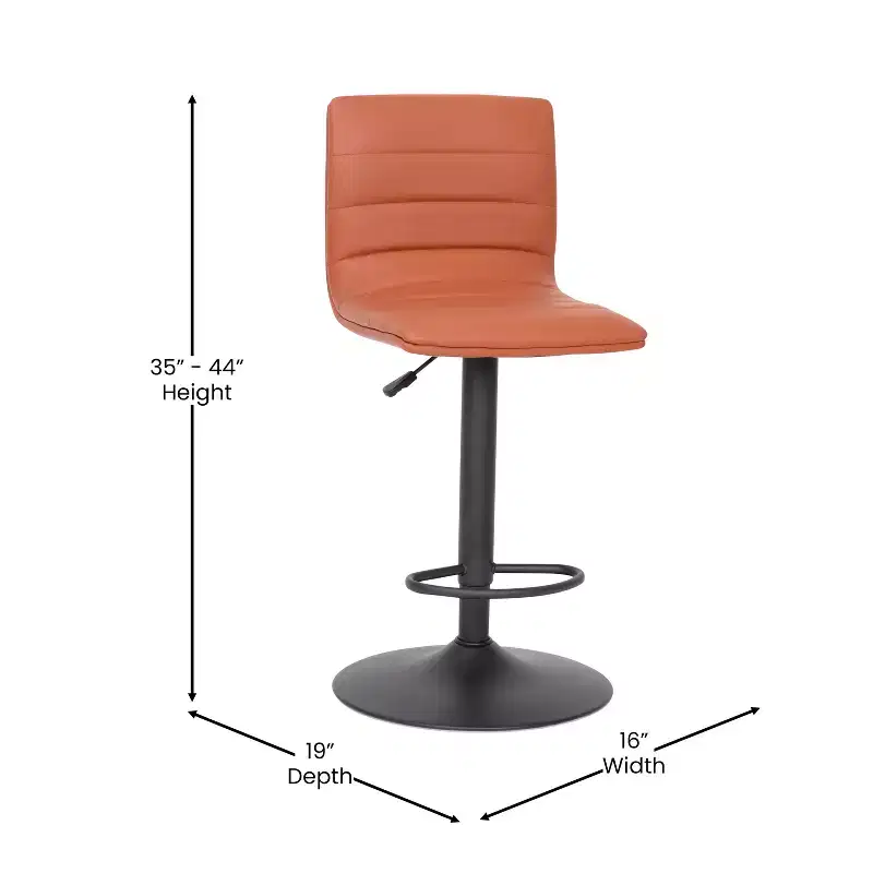 Emma and Oliver Coti Modern Channel Tufted Upholstered Height Adjustable Mid-Back Stool and Pedestal Base with Footrest