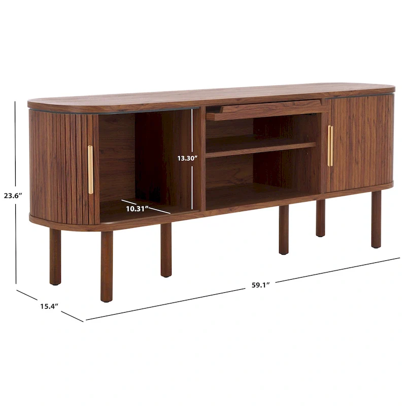 2 Tambour & 1 Glass Door Media Stand - 59Wx15Dx24H