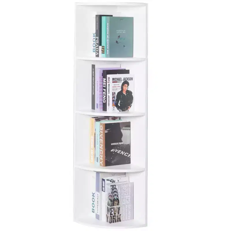 4-Tier Wooden Corner Bookshelf White – 51