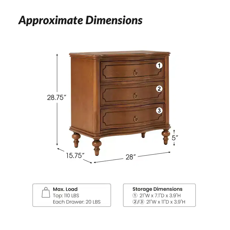 Linus 3-Drawer end table Set of 2| ART OF LIVING DESIGNS
