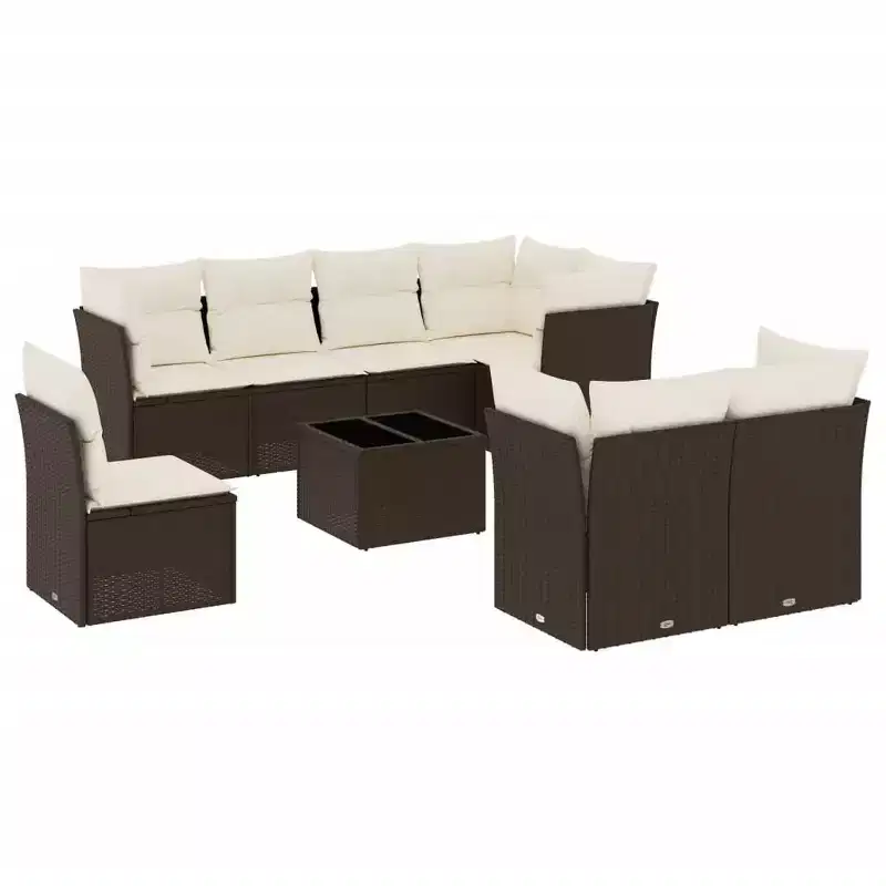 vidaXL Garden Sofa Set Rattan, Cushions