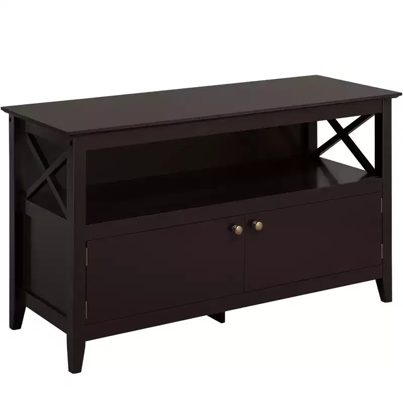 Yaheetech High Quality TV Stand Large Display TV Cabinet Shelf w/2 Storage Doors,Espresso