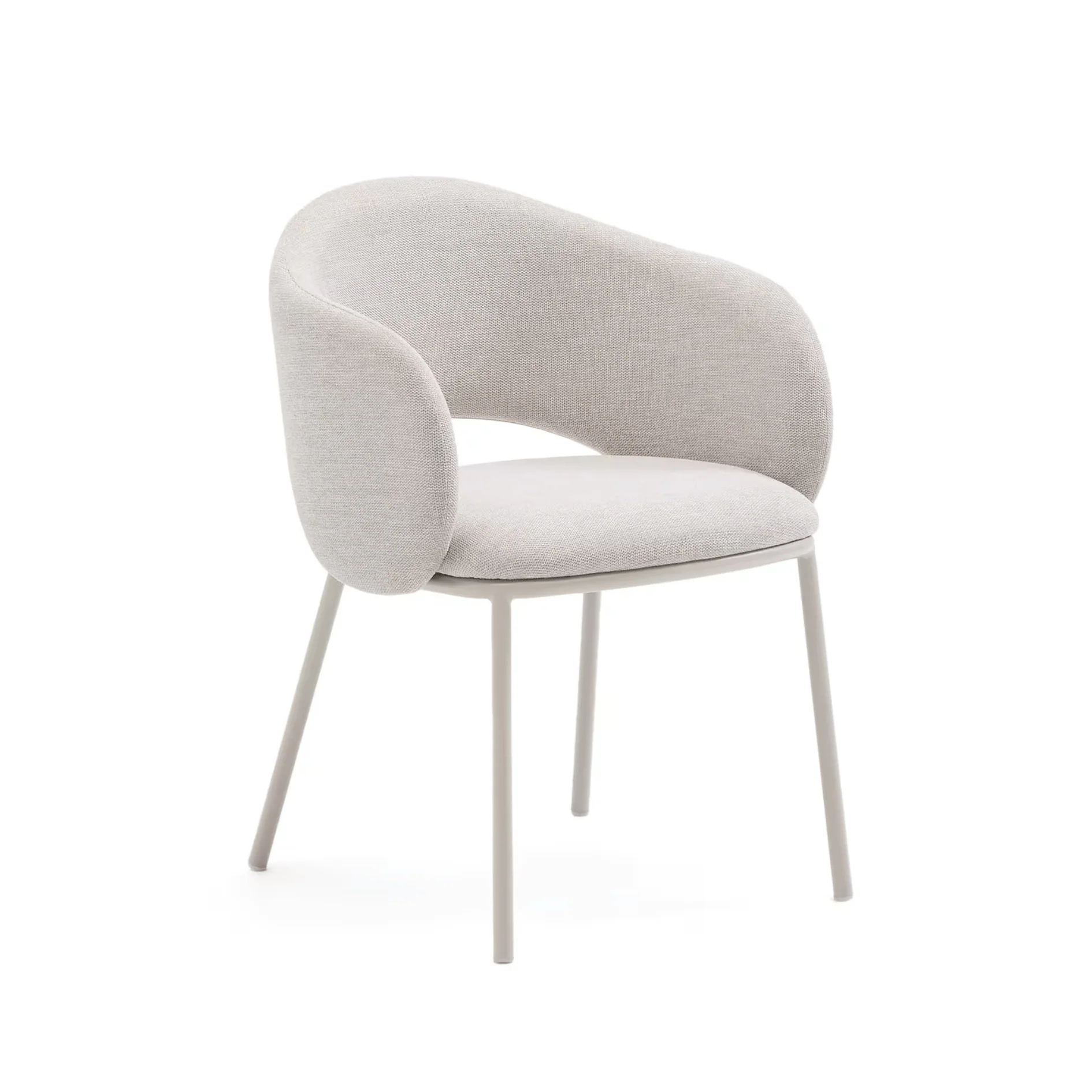 Modern Dove grey Metal Dining Chair with High Density Foam and Curved Back for Dining Room