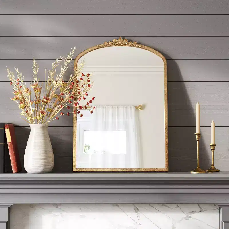 20x30 Inch Decorative Gold Wall Mantle Mirror - Floral Frame