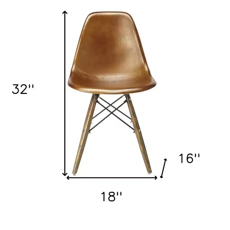 HomeRoots 18 Brown And Copper Faux Leather Side Chair