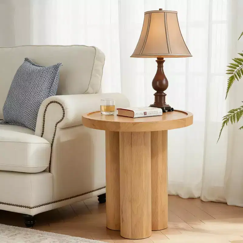 Christopher Knight Home Nolan Modern Wood Round End Table with Pedestal Base